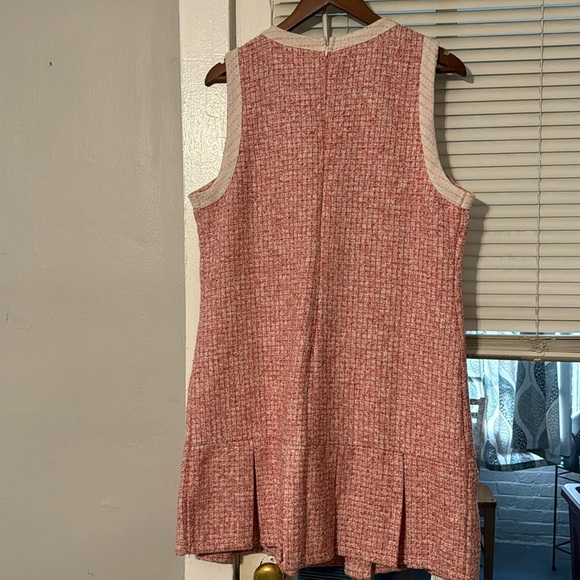✨ Anthropologie Sleeveless Tweed Pleated Mini Dress Sz L - Picture 7 of 8